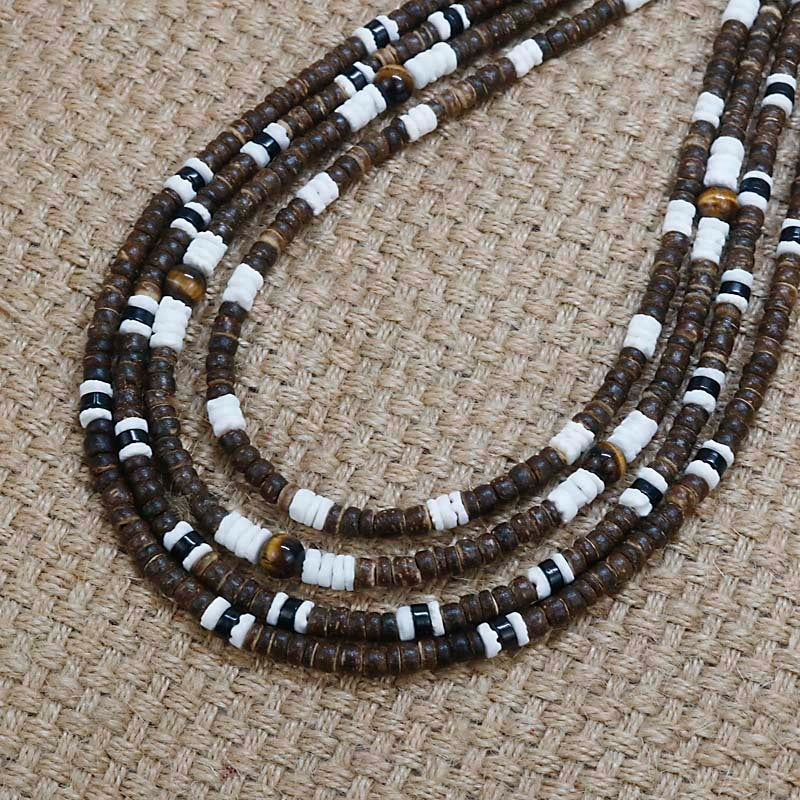 Collier ethnique en coquille de noix de coco pour hommes, tribu