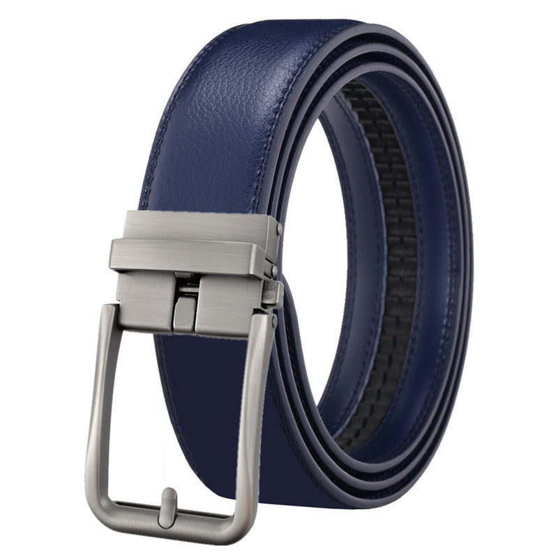 Men's Leather Automatic Buckle Simple Hollow Design Belt - Architectural Elegance