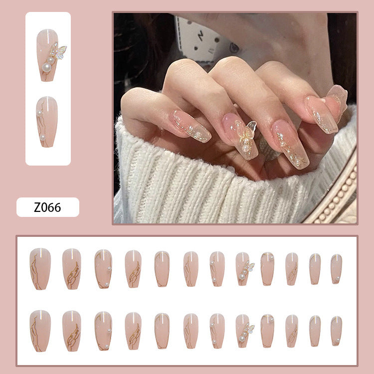 Crystal Butterfly Press-On Nails - Z053 Design | 24 Pieces + 2g Glue Set