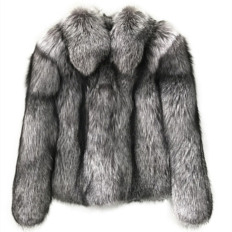 Manteau De Fourrure Femme Court Mode Imitation Renard Automne Et Hiver
