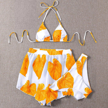 Professional Adjustable Three-Piece Bikini Straps Swimsuit - Polyester Fiber (S-2XL, European American Print)