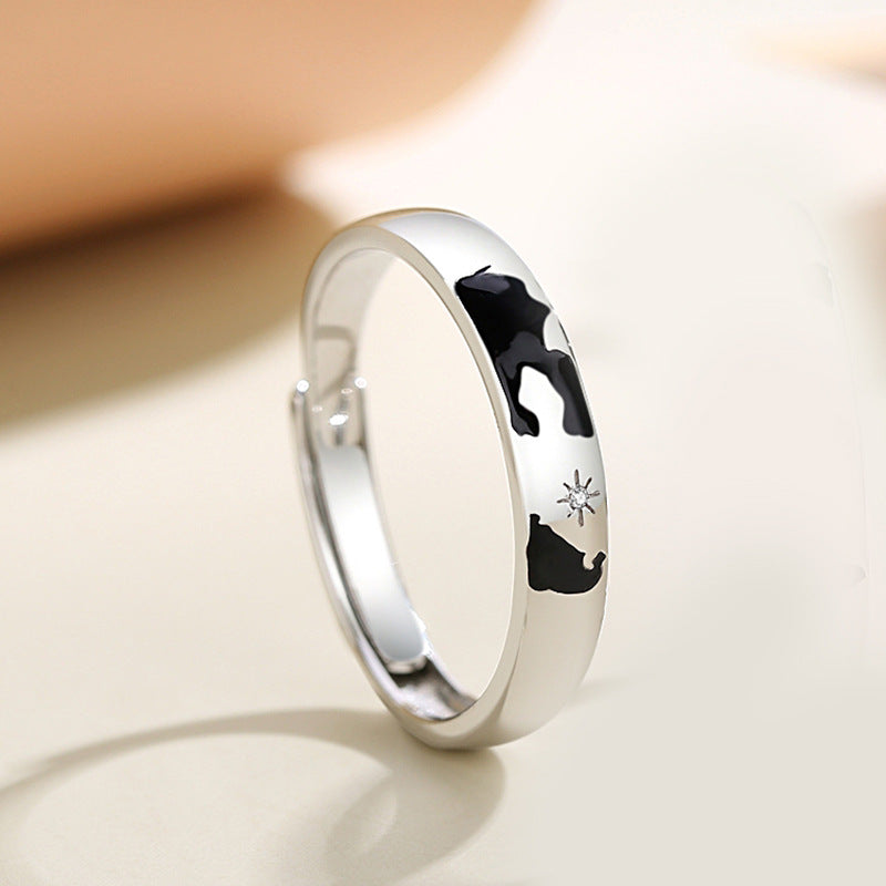 Par Ringar Sterling Silver män och kvinnor öppen mun