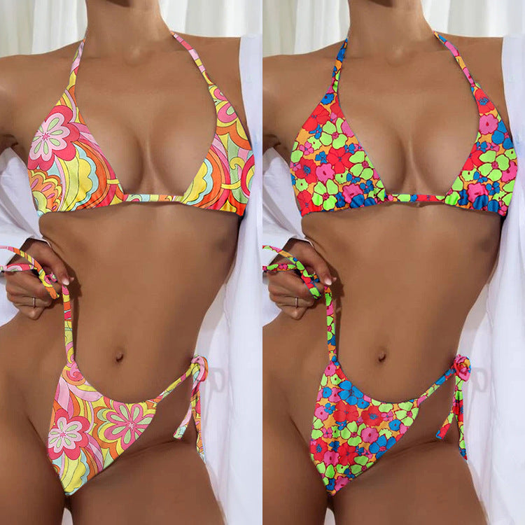 Professional New Floral Drawstring Bikini Swimsuit Women - Polyester (S-L, 2 Floral Patterns, Customizable Fit, Summer Essential)
