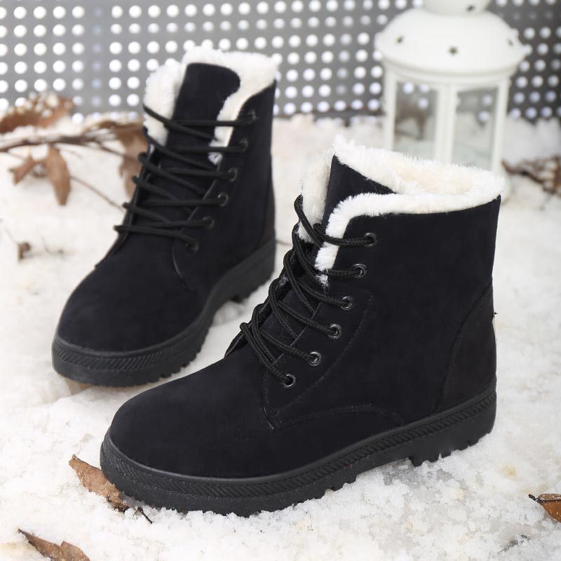 Women's Winter Snow Boots - Warm Plush Ankle Boots 1-3cm