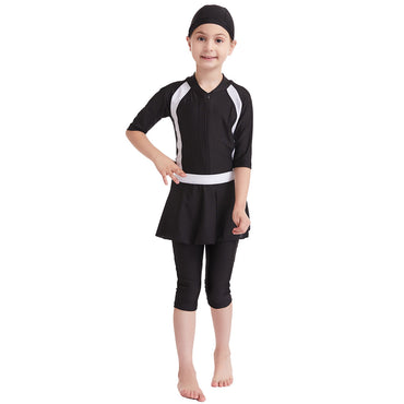 Maillot de bain conservateur de couleur unie pour fille