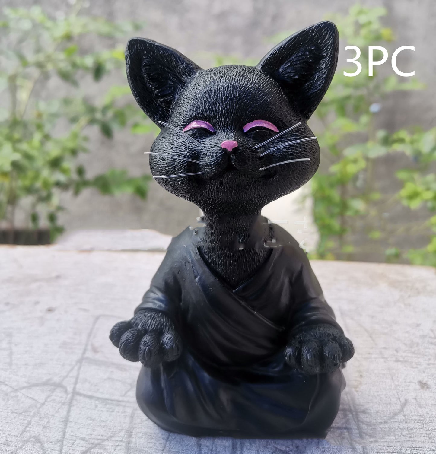 Sunday Meditation - Whimsical Black Buddha Cat Figurine