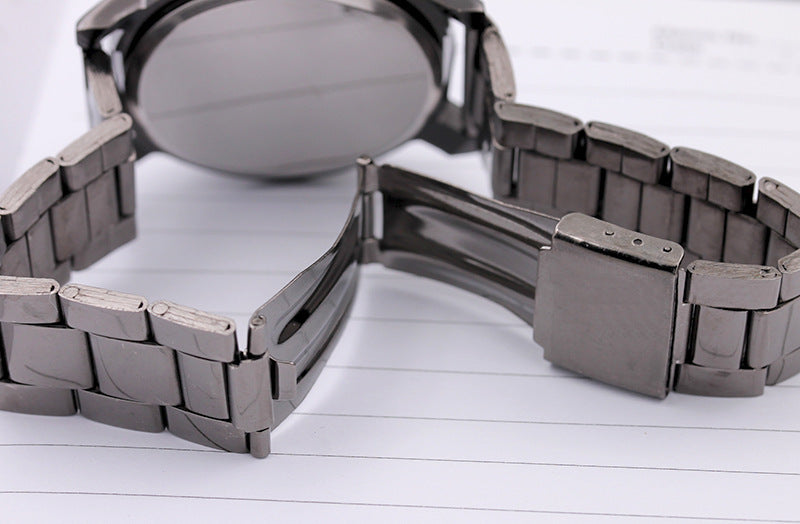 Montre en acier à plateau tournant avec boussole, équipement de mode, montres de Couple pour hommes et femmes
