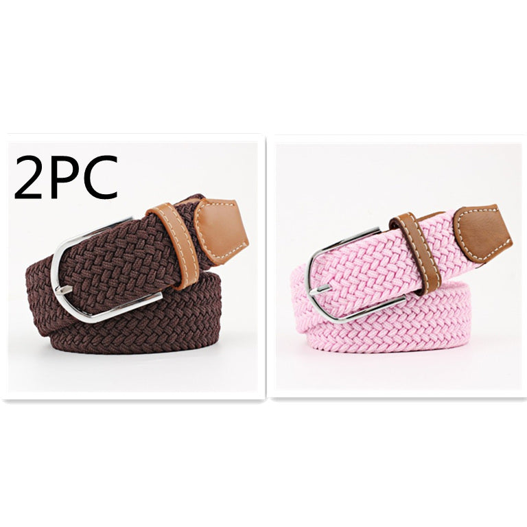 Women's Canvas Student Casual Stretch Braided Needle Buckle Belt - Youthful Confidence