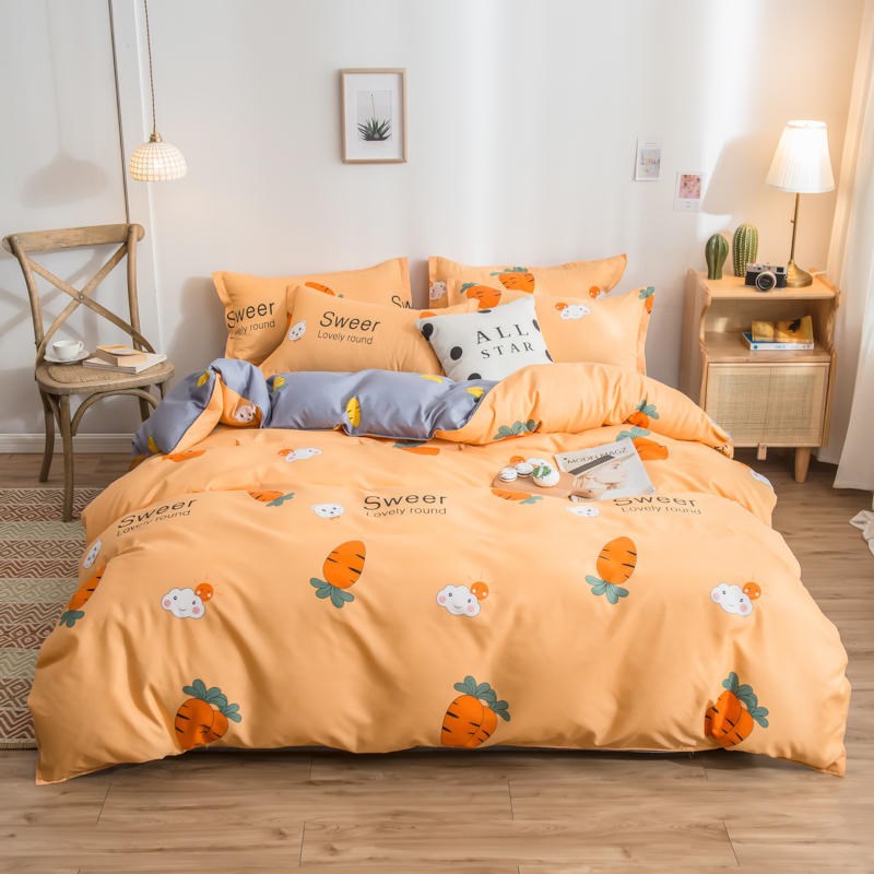 Cover Set Säng Bomull Quilt Sänglakan Sängkläder Täcke Monterad