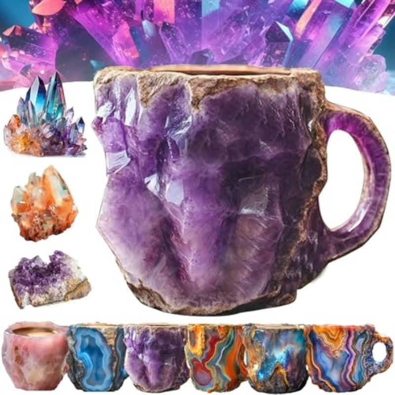 400ml kaffemuggar i hartskristall med handtag, elegant falsk mineralkristallkopp för arbetsplats, heminredning, julklapp, köksredskap
