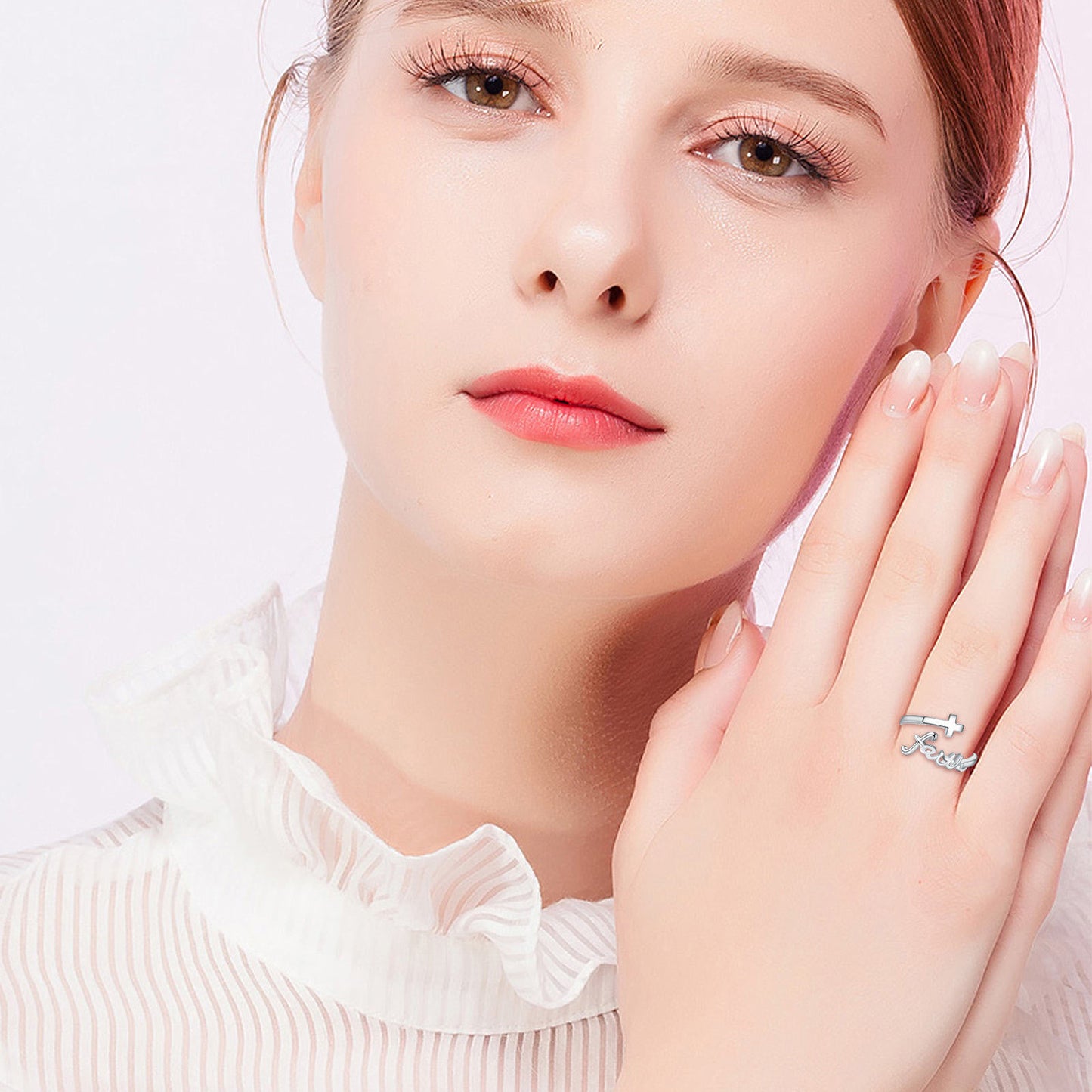 Cross Rings 925 Sterling Silver Faith Justerbara Ringar Öppna Ringar Cross Ring Smycken För Mamma Kvinnor Män Kvinnor Presenter