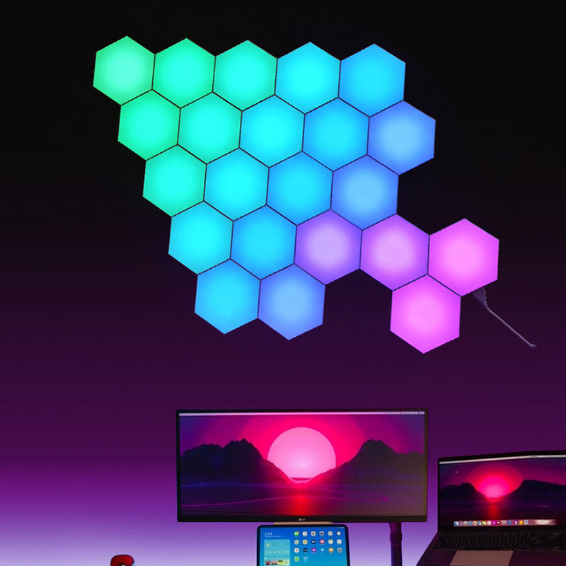 Lampe murale intelligente à Induction en nid d'abeille, atmosphère de jeu colorée aux couleurs changeantes, lumière quantique intelligente pour chambre à coucher