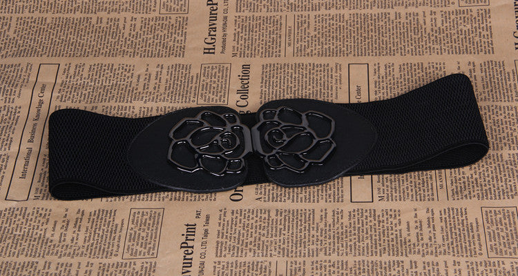 3 Women's Elastic Belts Rose Buckle Set - Feminine Collection