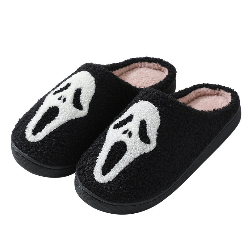 Halloween Skull Print Slippers - Spooky Winter Shoes - Gothic Collection