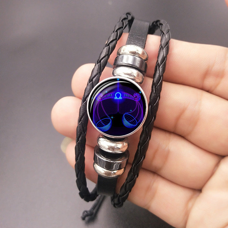12 Constellations Luminous Armband Mode Nattlampa Punk Style Starry Sky Armband För Män Kvinnor Barn