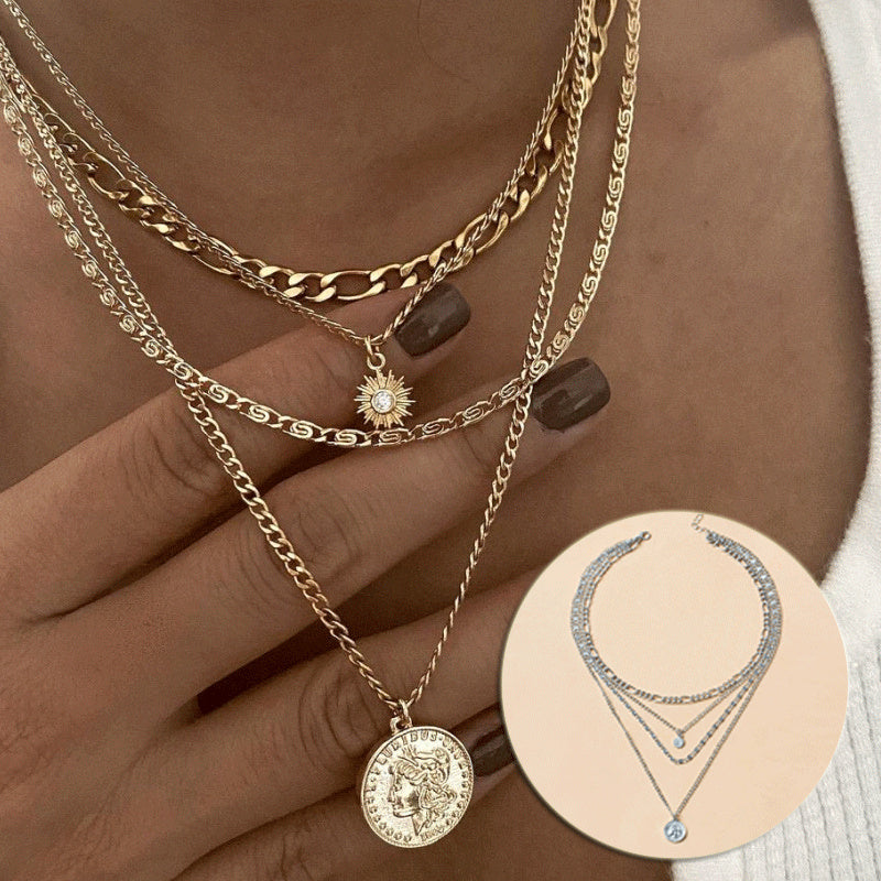 Chunky Gold Halsband Chunky Charm Halsband För Kvinnor Layered Guld Halsband För Kvinnor Silver Mynt Halsband Smycken Presenter För Kvinnor
