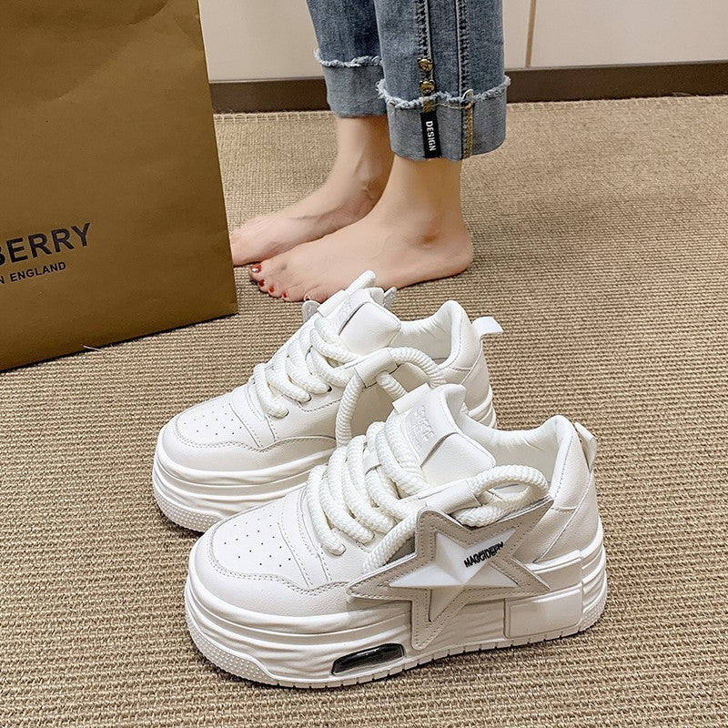 Women's Lightweight All-Match Platform Board Shoes - White 1-3cm