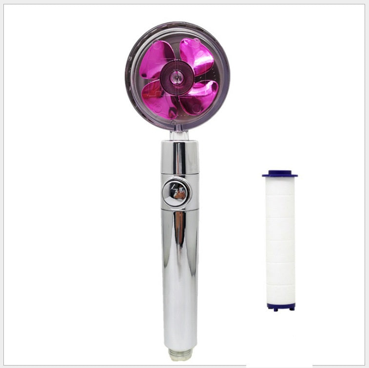 Pommeau de douche à hélice avec bouton d'arrêt et filtre en coton, buse de douche à main haute pression turbocompressée
