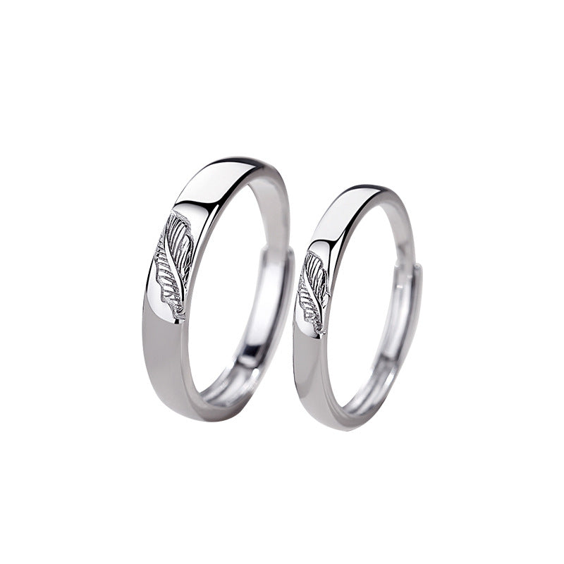 One Leaf Knows Autumn Parringar för män och kvinnor Ett par kreativa designblad Par Ringar Sen Enkla ringar Sterling Silver