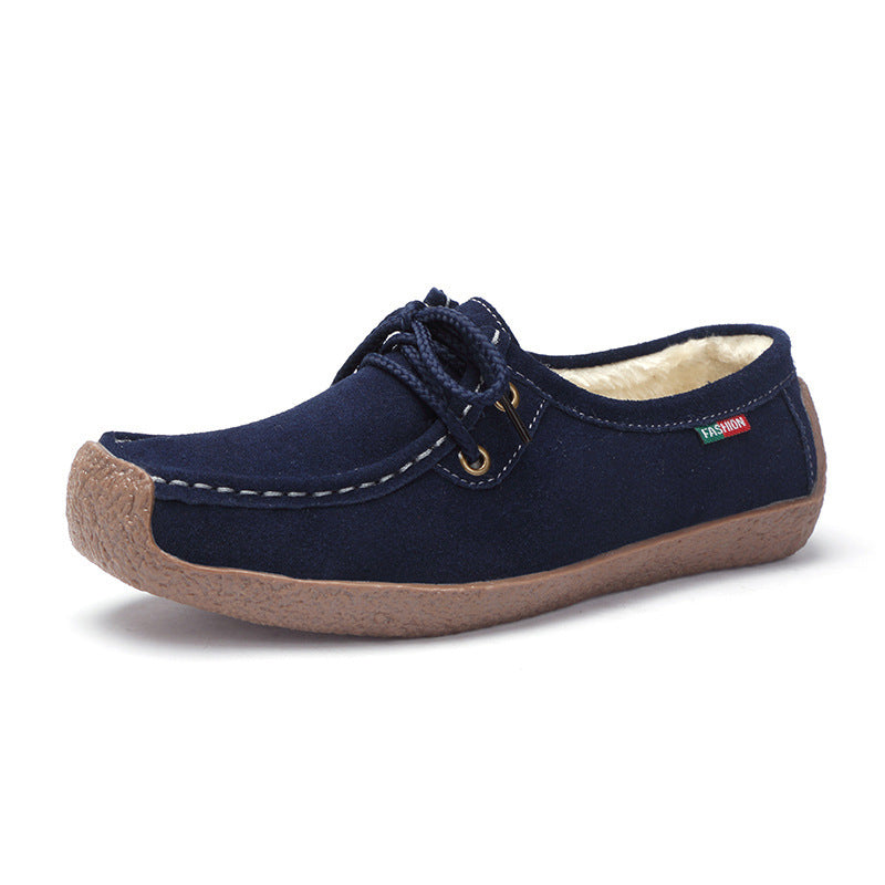 Women's Frosted Lace-Up Flat Sneakers with Plush Lining