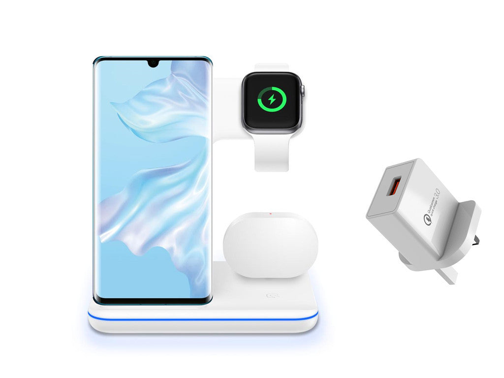 3-in-1 Wireless Charger Stand - Compatible with Phone, Watch & AirPods