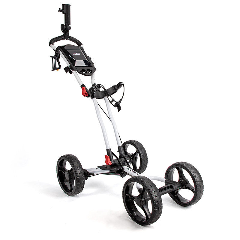 Golfbana vagn Fyrhjulig aluminiumlegering hopfällbar med paraplyställ
