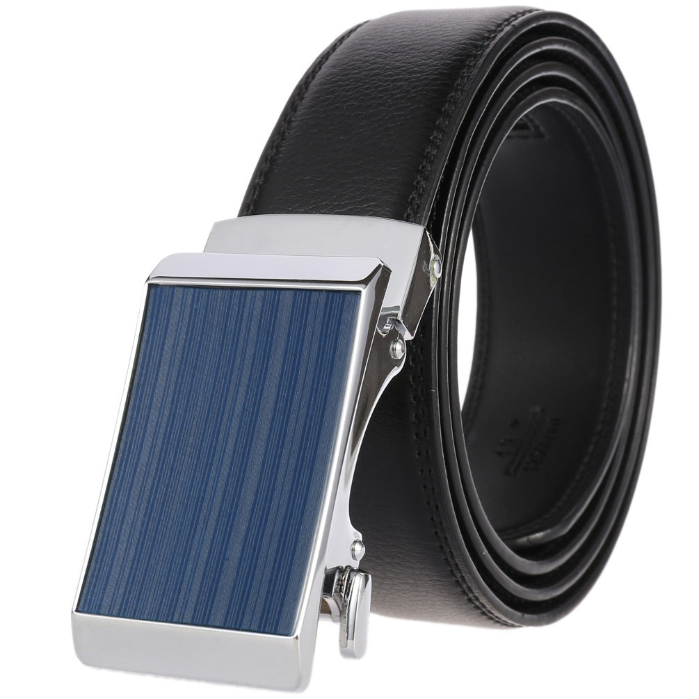 Men's Cowhide Alloy Automatic Buckle Business Casual Pant Belt - Effortless Professional