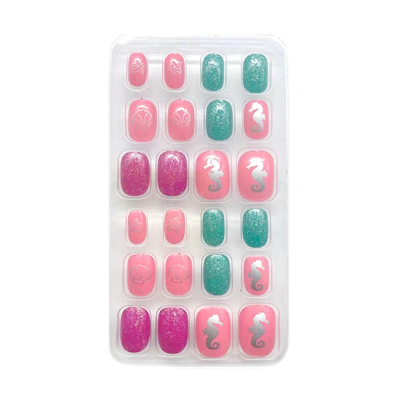 Autocollant de soin des ongles portable pour enfants, 24 pièces, dessin animé de poche