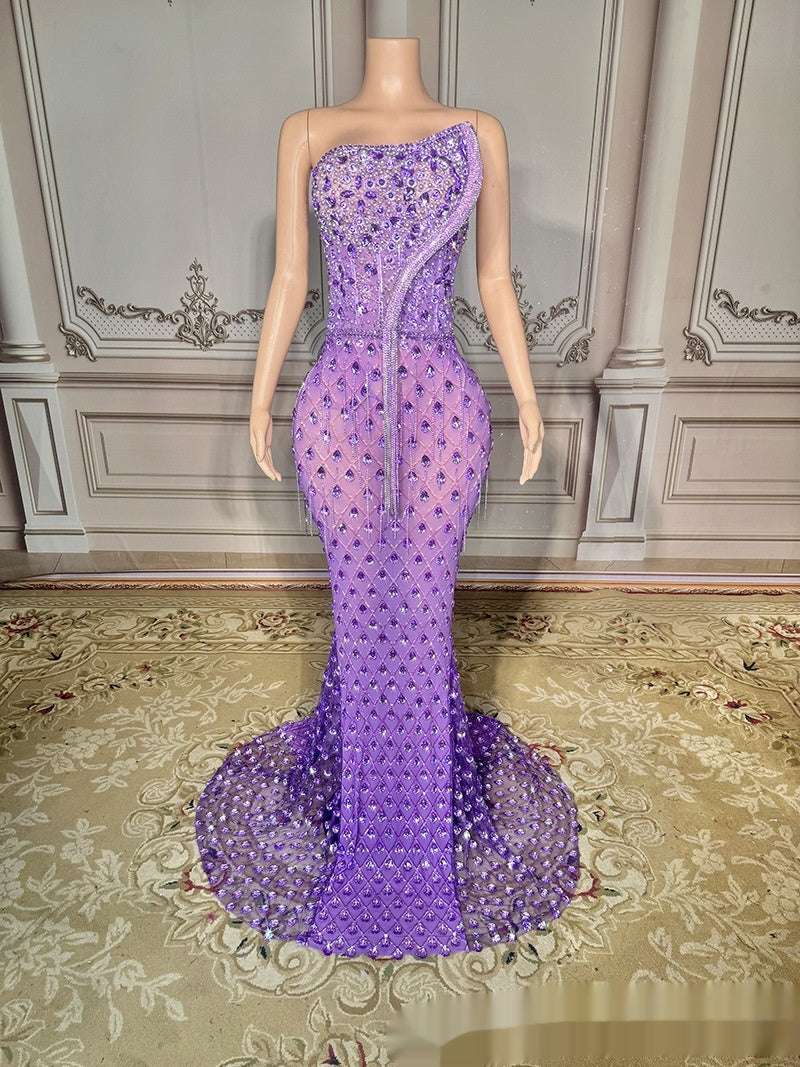 Elegant Fishtail Gown - No Back Design