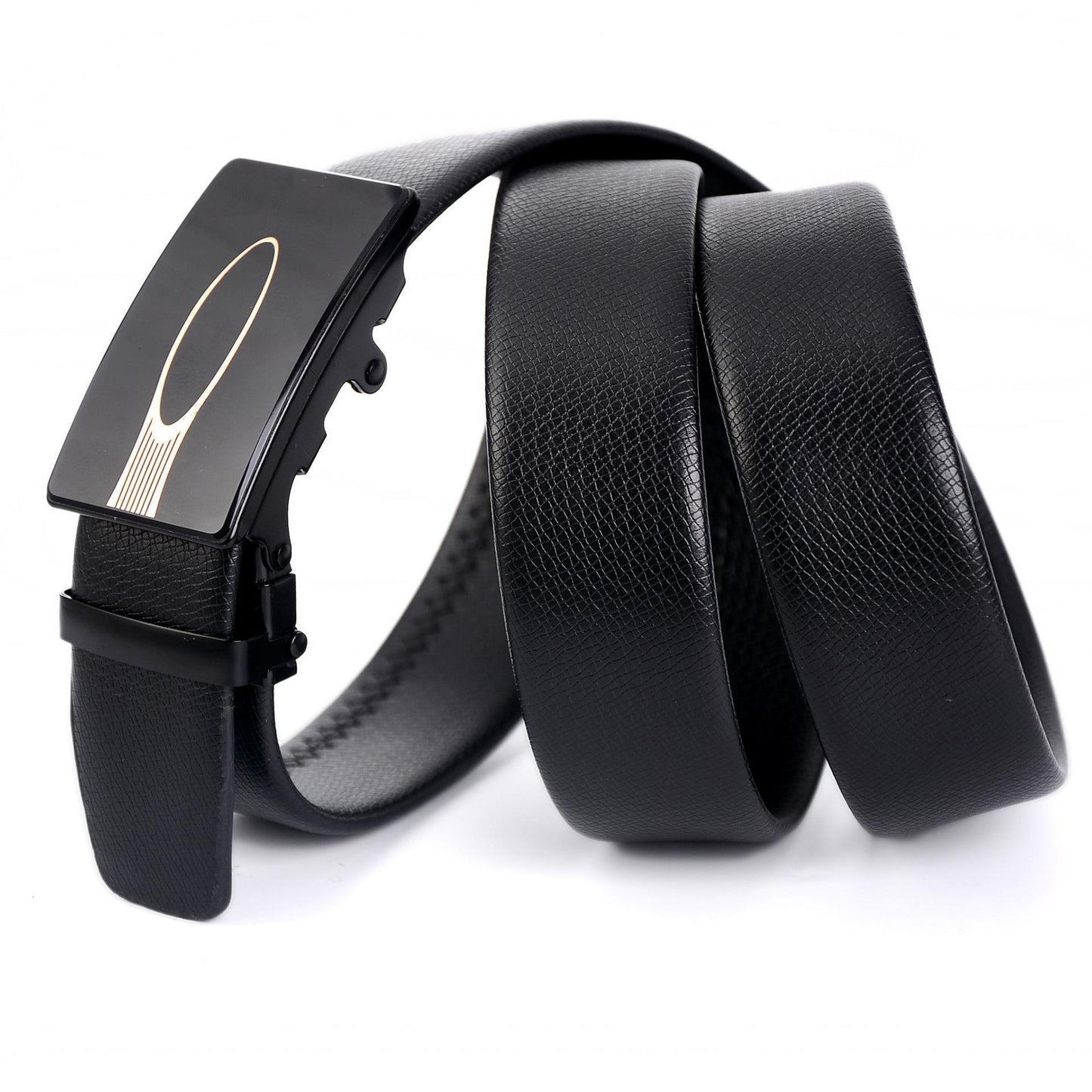 Men's Automatic Buckle Mirror Acrylic Iron Button Business Casual Belt - Reflective Sophistication