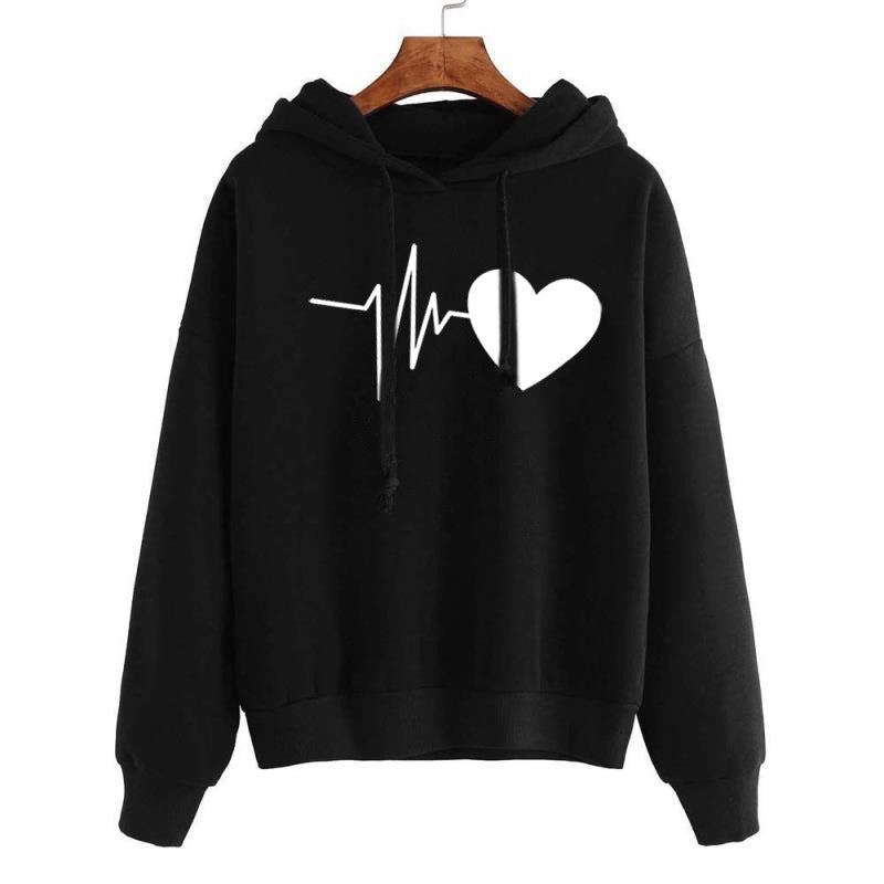 Hjärttryck Streetwear Hoodies Dam Sweatshirt Vår Höst Långärmad Hoodie Kläder