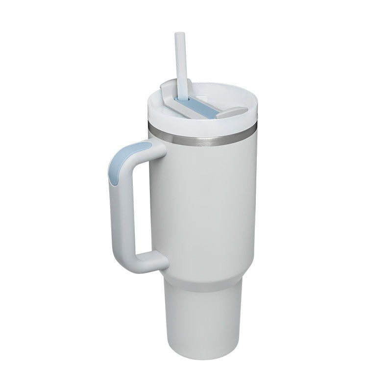Alla hjärtans dag present termisk mugg 40 oz halm kaffe isoleringskopp med handtag Bärbar bil rostfritt stål vattenflaska stor kapacitet Resa BPA fri termisk mugg