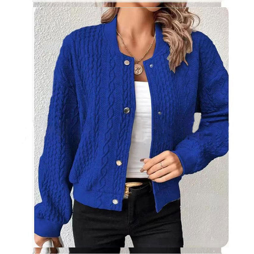 Women's Baseball Uniform Jacket Coat - Solid Color Polyester Casual Female Style