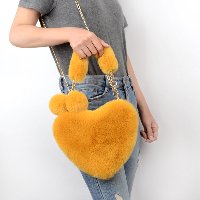 Plush Love Handbag - Soft Faux Fur Tote for Romantic Occasions & Parties