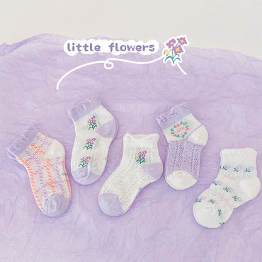 Chaussettes en coton pour filles avec bouche à bulles et dentelle
