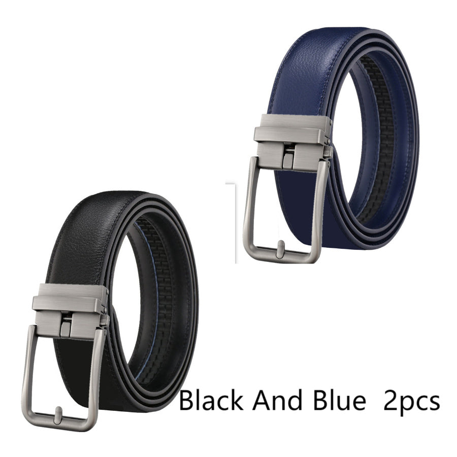Men's Leather Automatic Buckle Simple Hollow Design Belt - Architectural Elegance