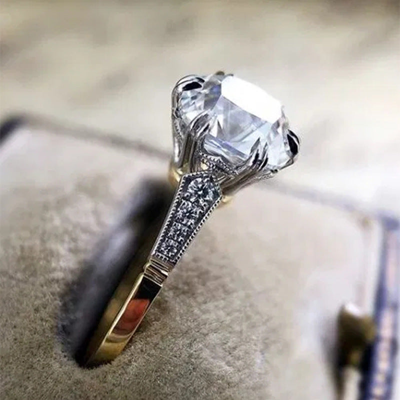 Bijoux à main en laiton plaqué, bague pour femmes en Zircon bicolore