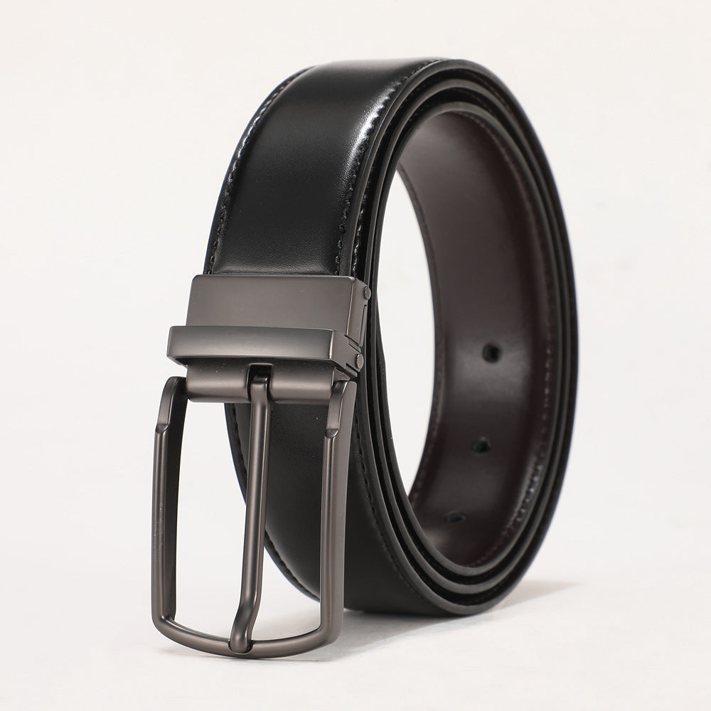 Men's Genuine Leather Business Double Sided Pin Buckle Belt - Versatile Professional