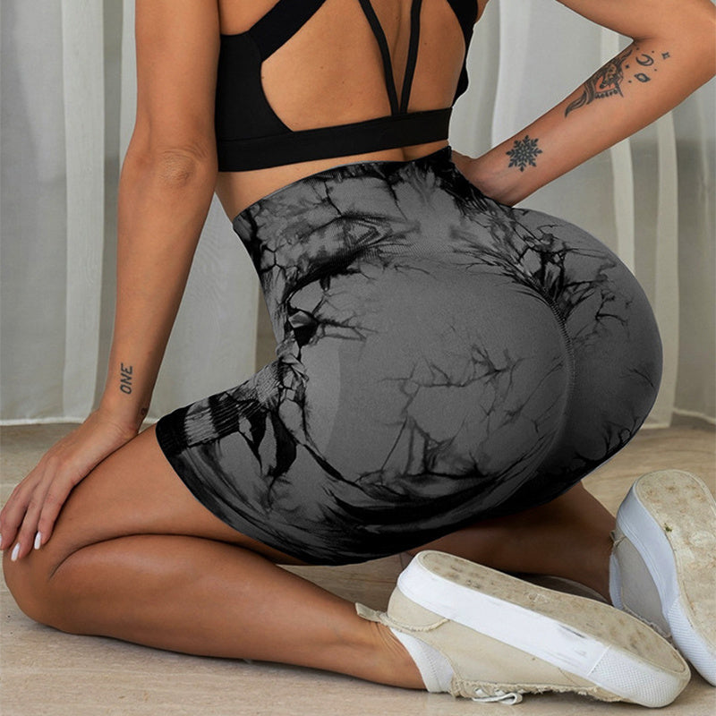 Pantalon de Yoga imprimé Tie-dye, short de Fitness à séchage rapide, Sexy, taille haute, Leggings de levage des hanches, pour femmes, été