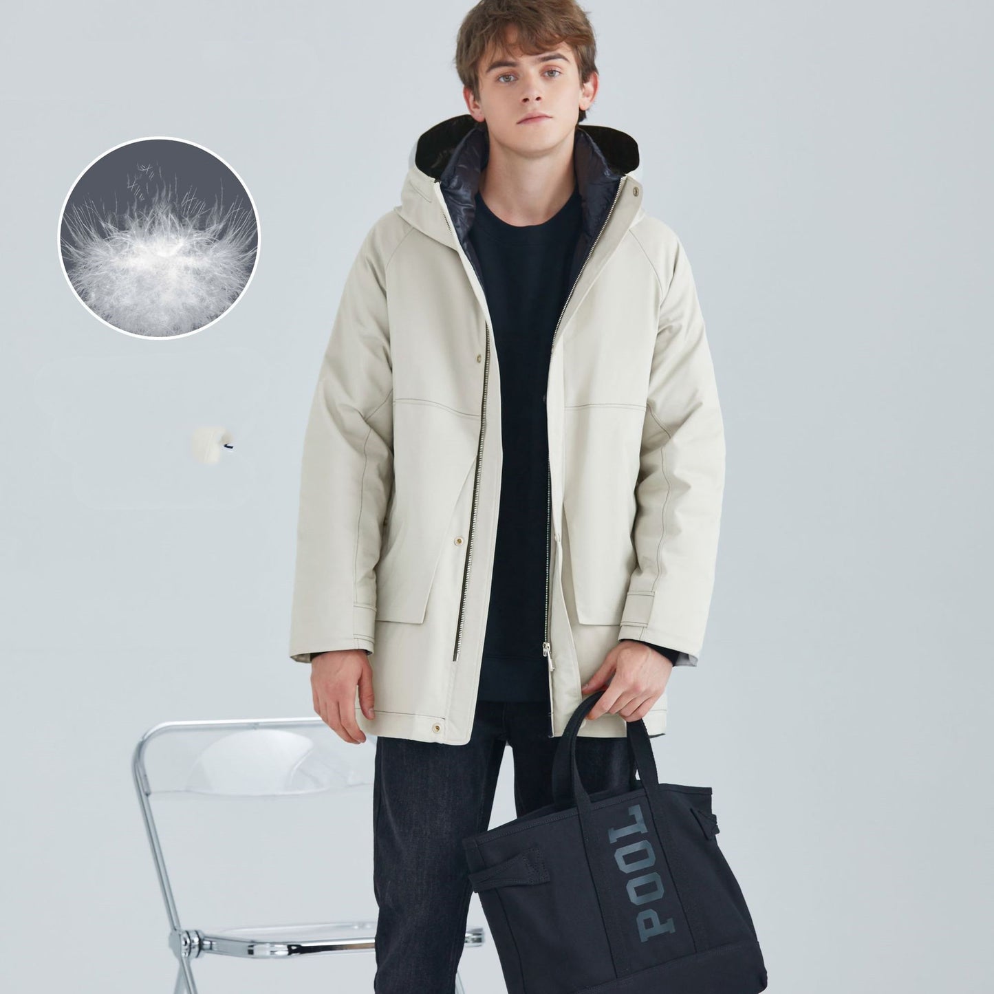 Veste d'hiver en duvet de canard blanc pour hommes, veste de qualité à la mode
