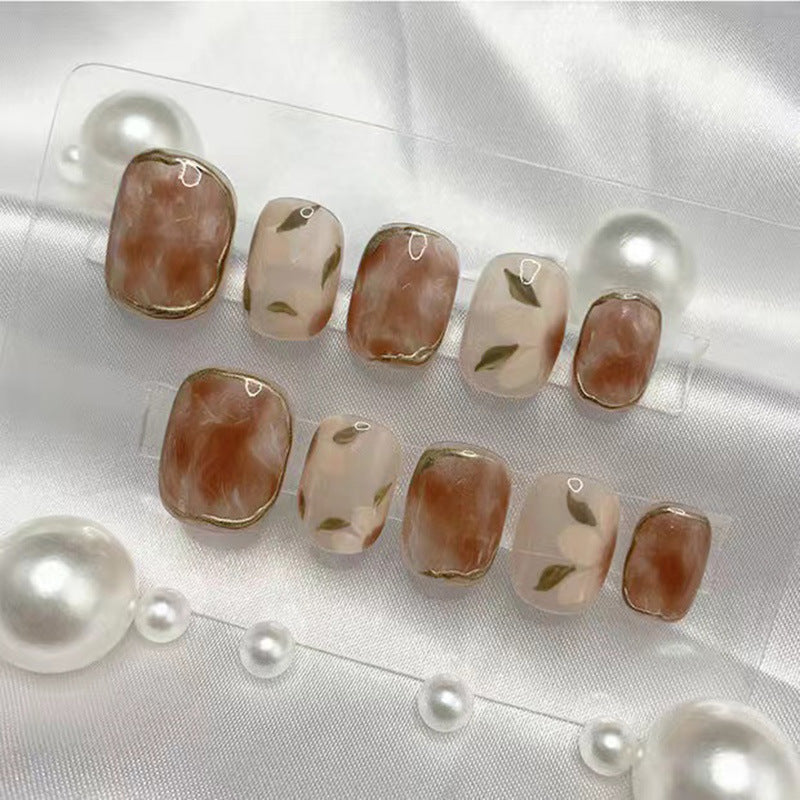 Handmade Camellia Press-On Nails - Removable Nail Art | Complete 5-Piece Kit