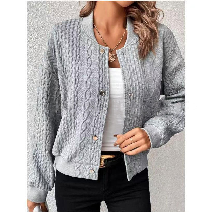Women's Baseball Uniform Jacket Coat - Solid Color Polyester Casual Female Style