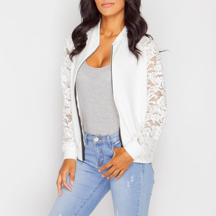 Blouson Bomber Femme Avec Dentelle