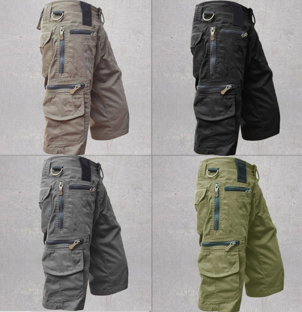 Loose Straight Summer Plus Size Trend Casual Multi-bag Pure Cotton Workwear Shorts Men