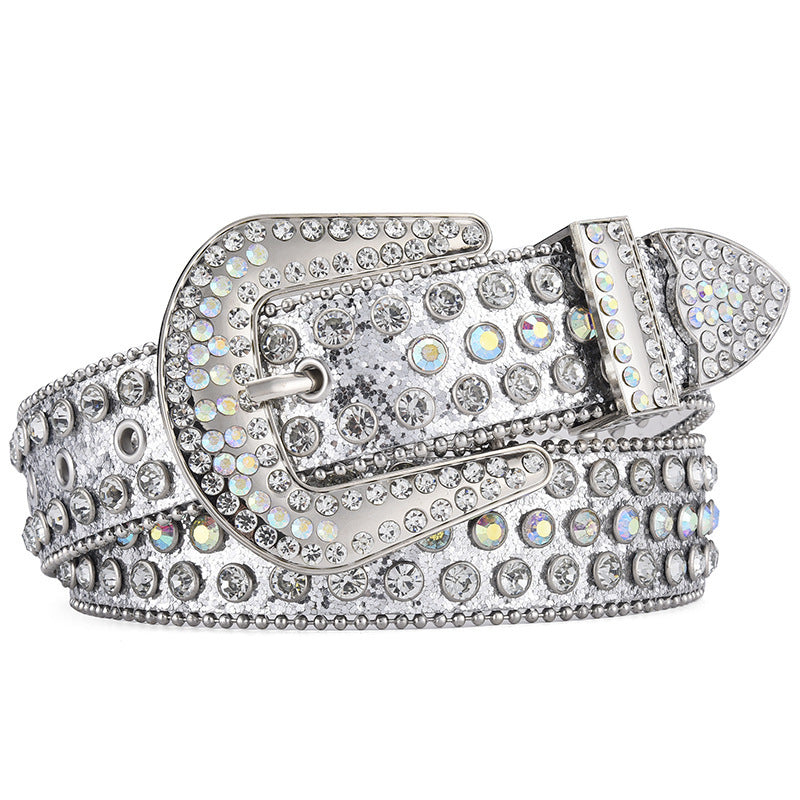 Unisex Alloy Punk Rock Rivet Rhinestone Belt - Rebellious Edge