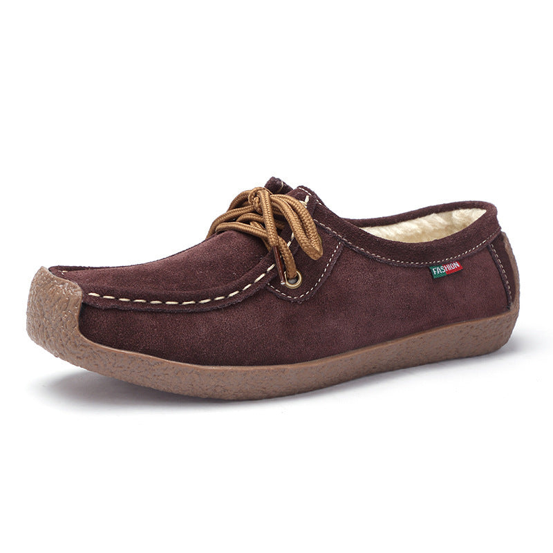 Women's Frosted Lace-Up Flat Sneakers with Plush Lining