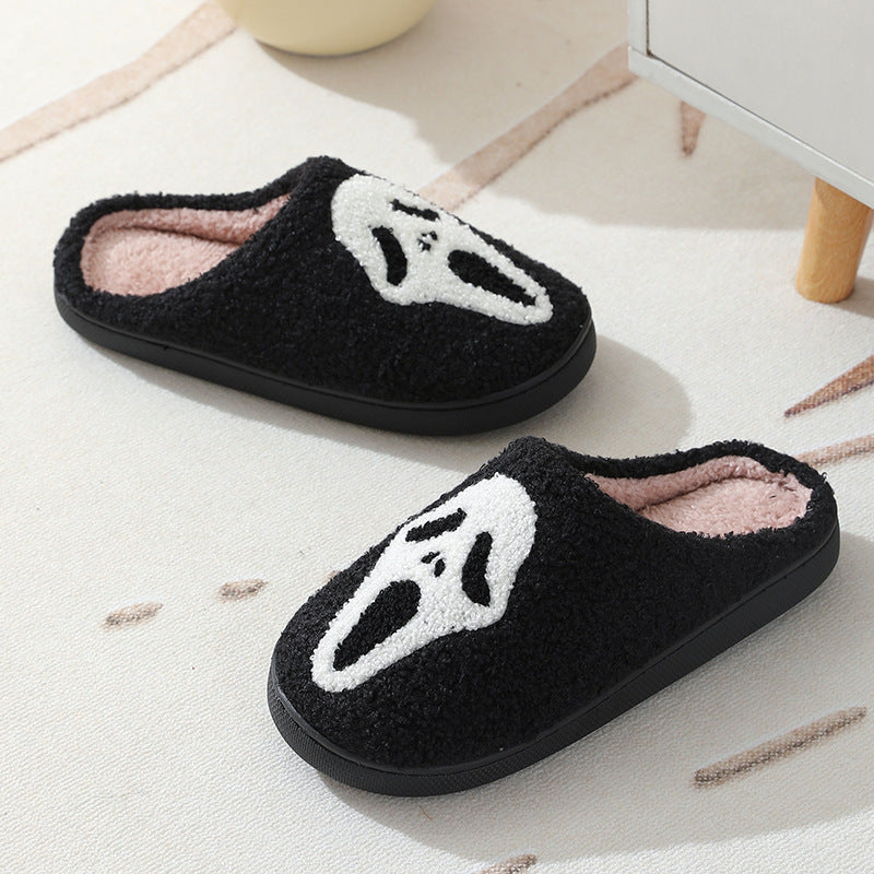 Halloween Skull Print Slippers - Spooky Winter Shoes - Gothic Collection