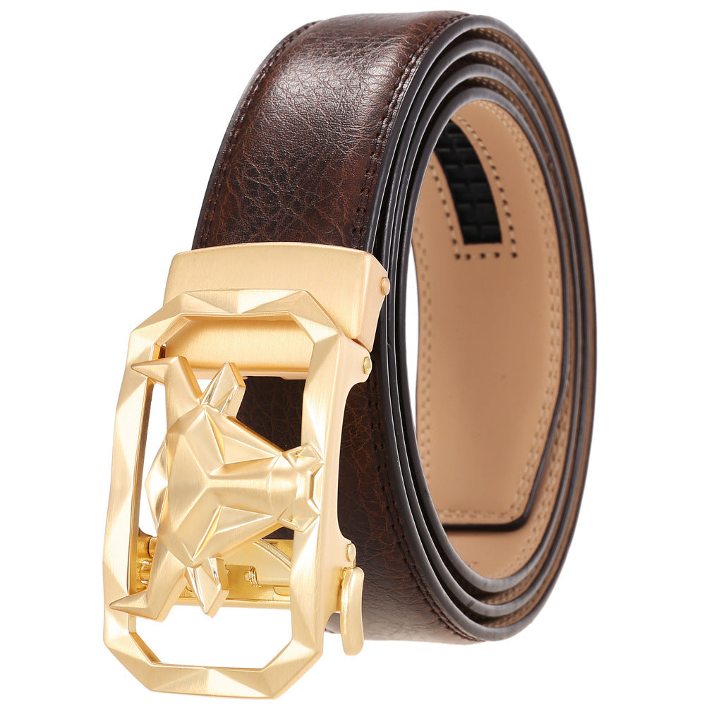 Men's Fashion Leather Belt Alloy Automatic Buckle - Style Versatility