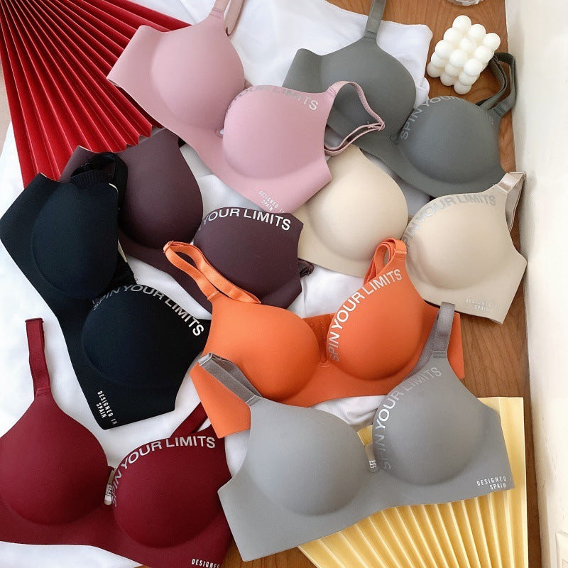 Soutien-gorge une pièce avec lettres britanniques, sans couture, sous-vêtements réglables sans fil pour femmes