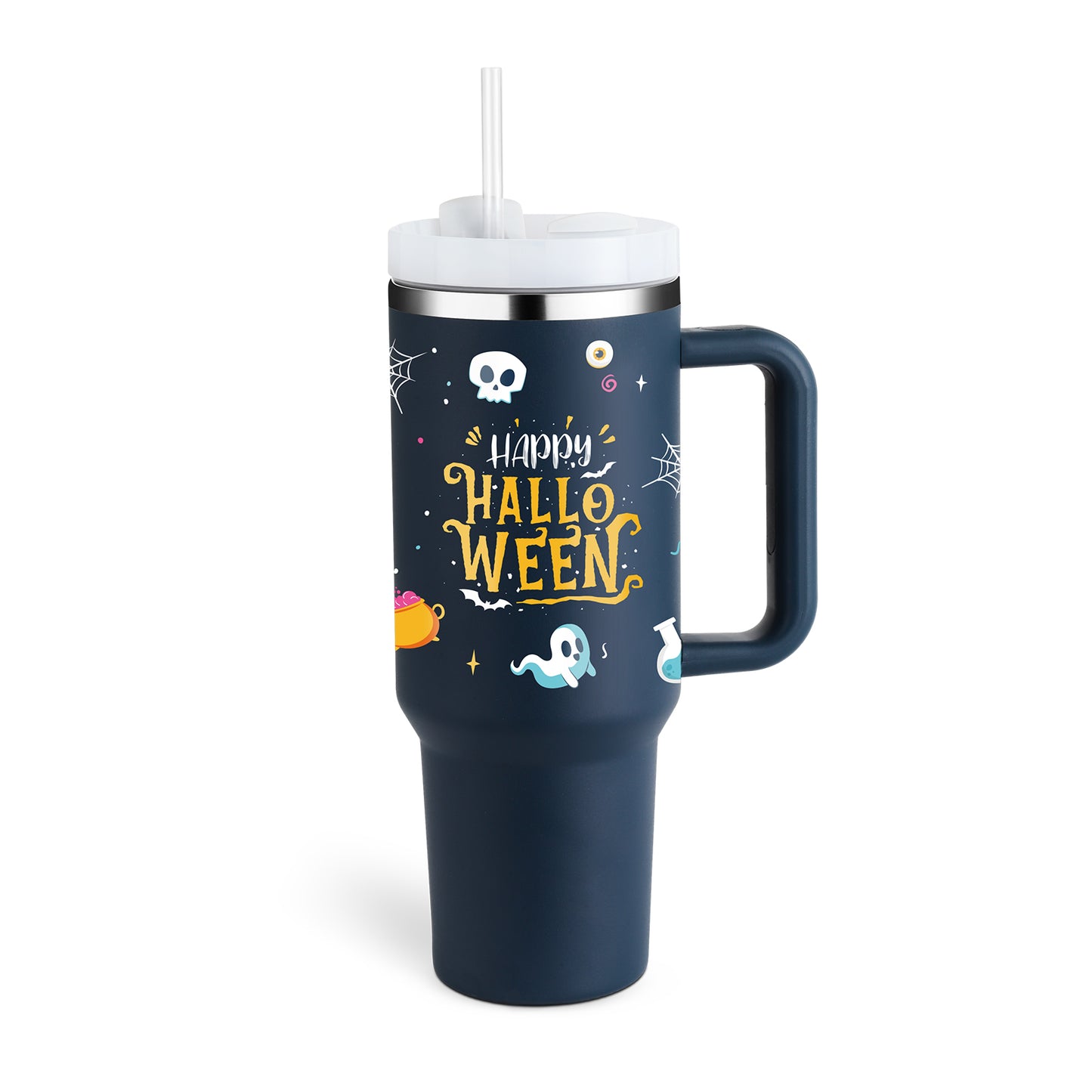 Alla hjärtans dag present termisk mugg 40 oz halm kaffe isoleringskopp med handtag Bärbar bil rostfritt stål vattenflaska stor kapacitet Resa BPA fri termisk mugg